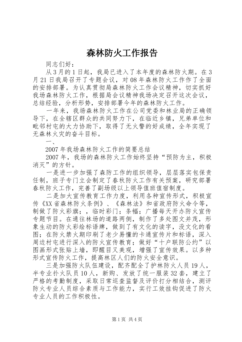 森林防火工作报告_第1页