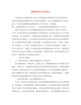 党建创新项目工作总结范文