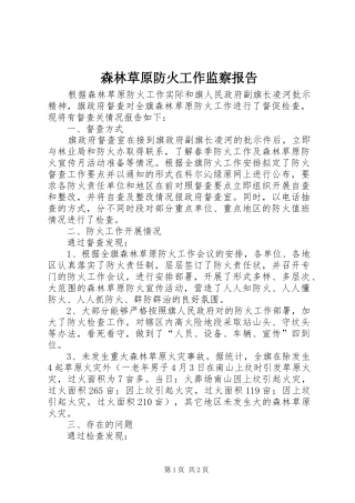 森林草原防火工作监察报告