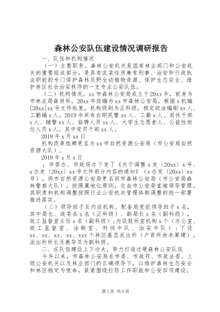 森林公安队伍建设情况调研报告