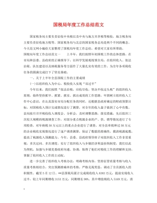 国税局年度工作总结范文
