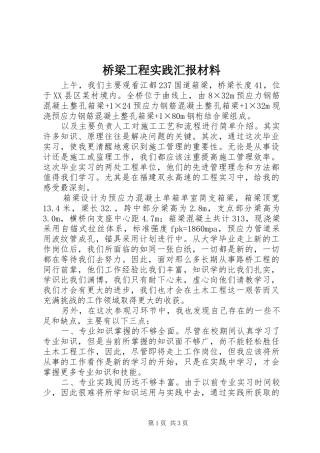 桥梁工程实践汇报材料