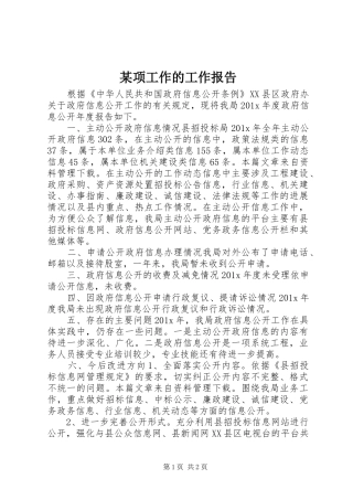 某项工作的工作报告