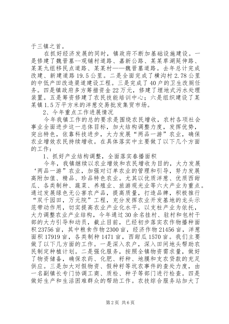 某镇近期重点工作汇报_第2页