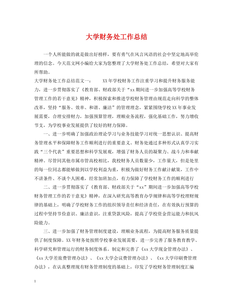 大学财务处工作总结_第1页