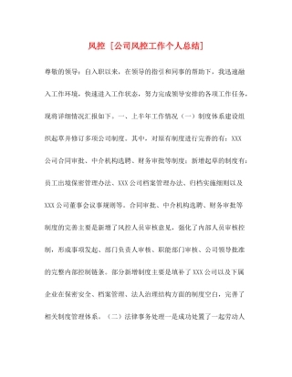 风控[公司风控工作个人总结]