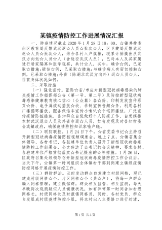 某镇疫情防控工作进展情况汇报