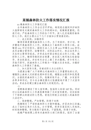 某镇森林防火工作落实情况汇报