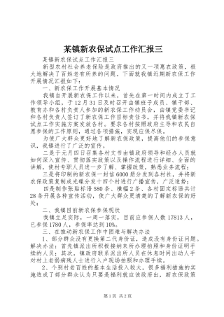 某镇新农保试点工作汇报三