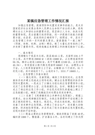 某镇应急管理工作情况汇报