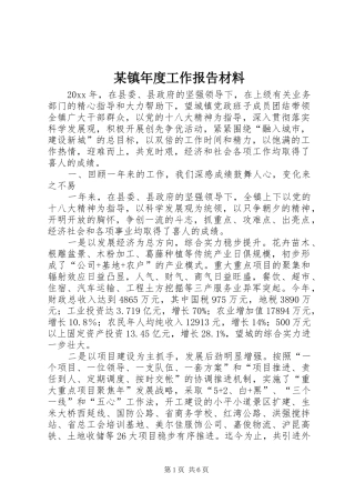 某镇年度工作报告材料