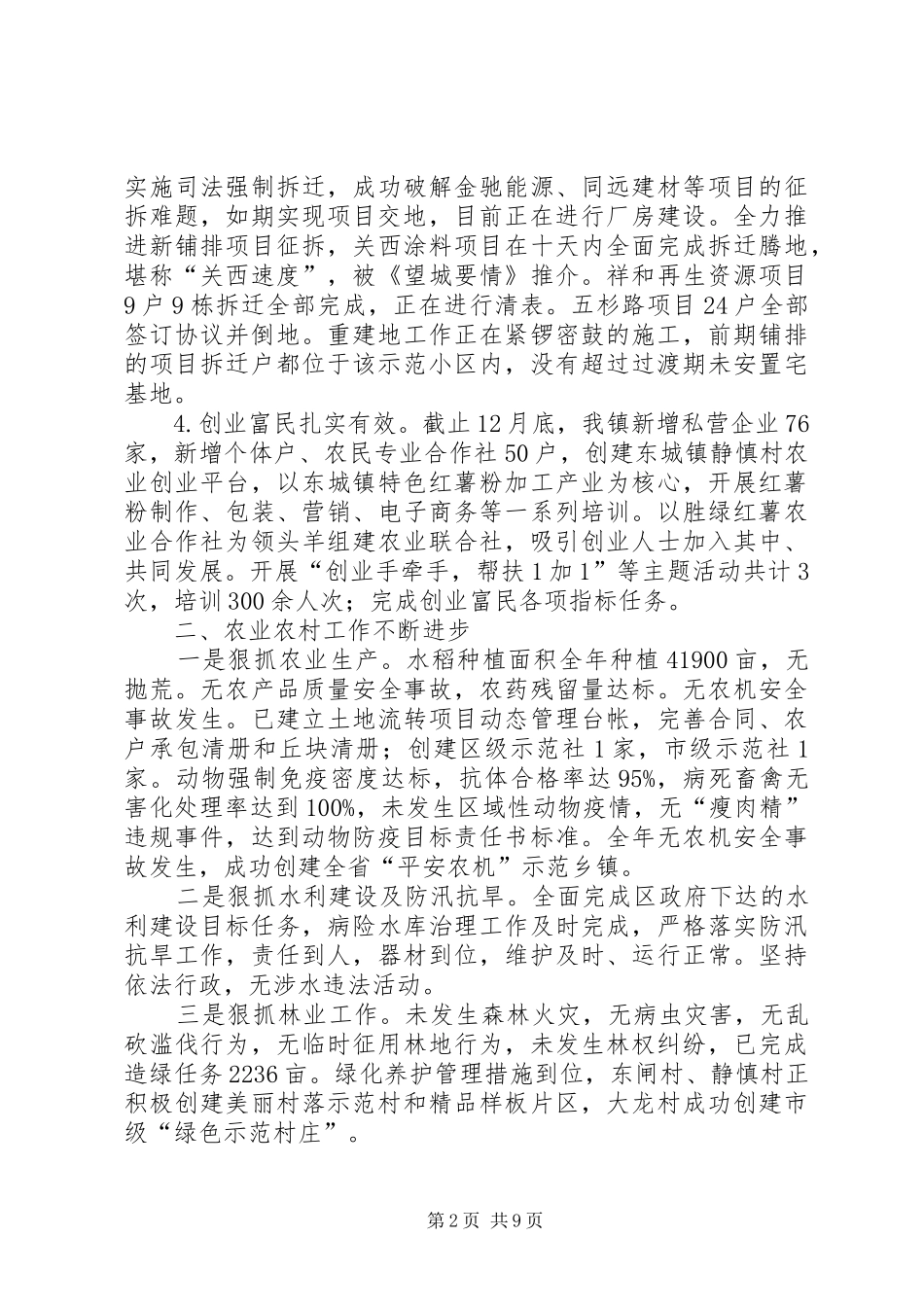 某镇工作报告材料_第2页