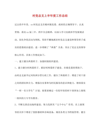 村党总支上半年度工作总结