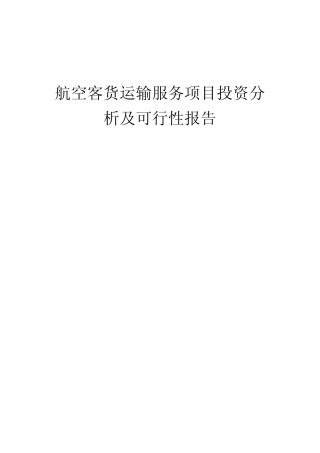 航空客货运输服务项目投资分析及可行性报告