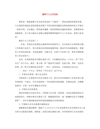 德育个人工作总结2