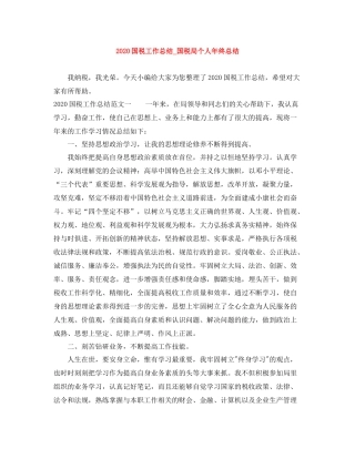 国税工作总结_国税局个人年终总结