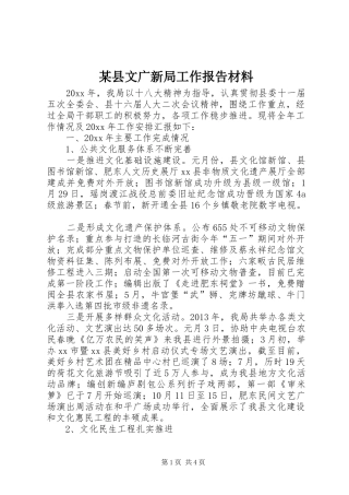某县文广新局工作报告材料