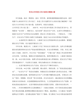 有关公司年度工作计划范文锦集6篇 