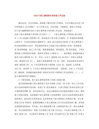 干部人事档案专项审核工作总结