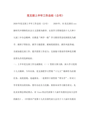 党支部上半年工作总结（公司）