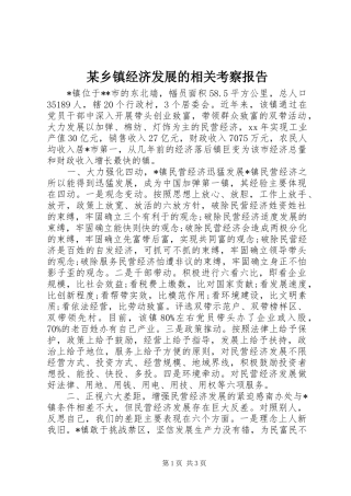 某乡镇经济发展的相关考察报告