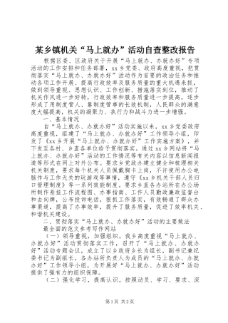 某乡镇机关“马上就办”活动自查整改报告
