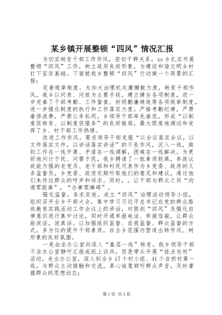 某乡镇开展整顿“四风”情况汇报