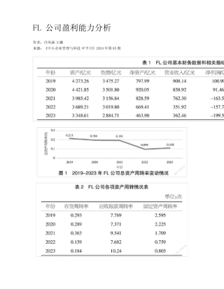 FL公司盈利能力分析