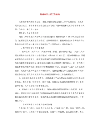 财务审计人员工作总结