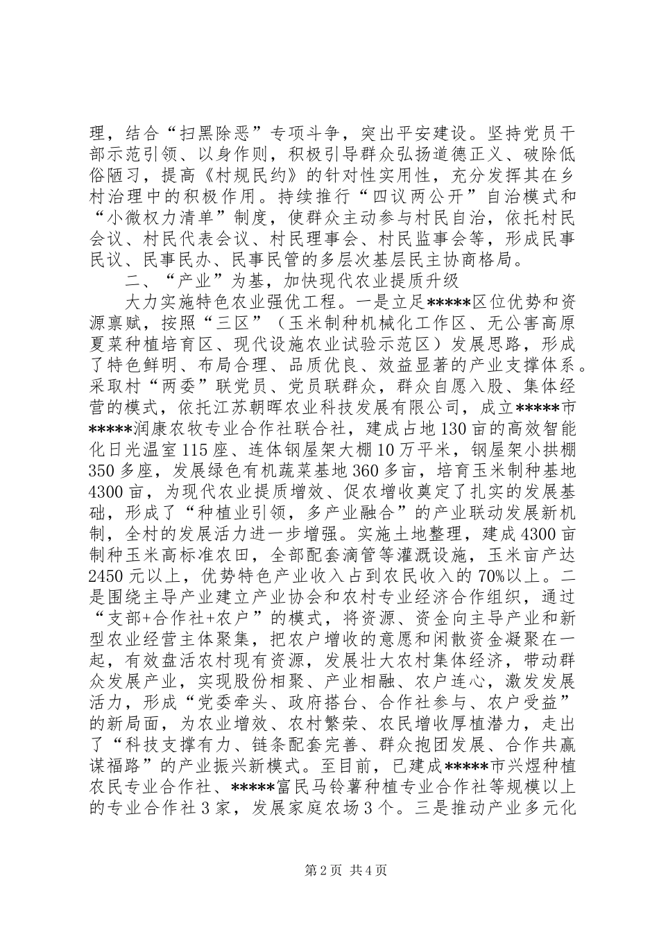 某乡村治理助力乡村振兴汇报材料_第2页