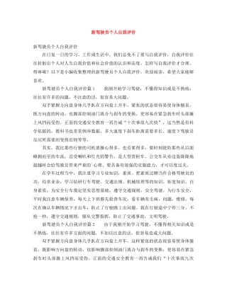 新驾驶员个人自我评价 