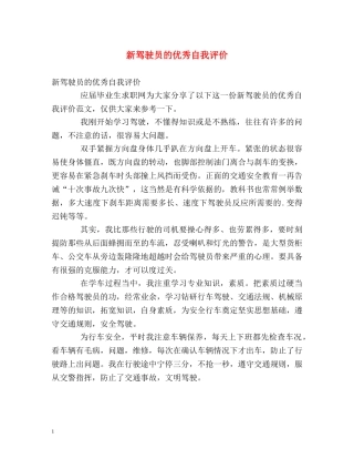 新驾驶员的优秀自我评价 
