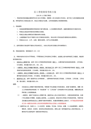 员工季度绩效考核方案(草案)