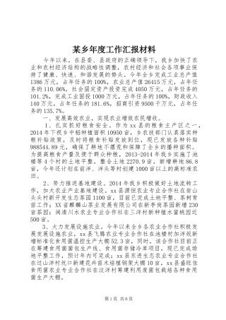 某乡年度工作汇报材料
