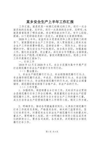 某乡安全生产上半年工作汇报
