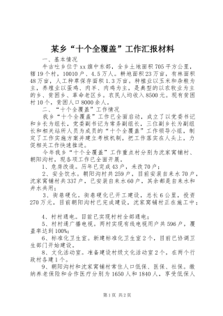 某乡“十个全覆盖”工作汇报材料