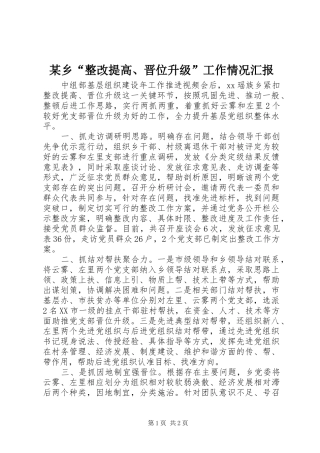 某乡“整改提高、晋位升级”工作情况汇报