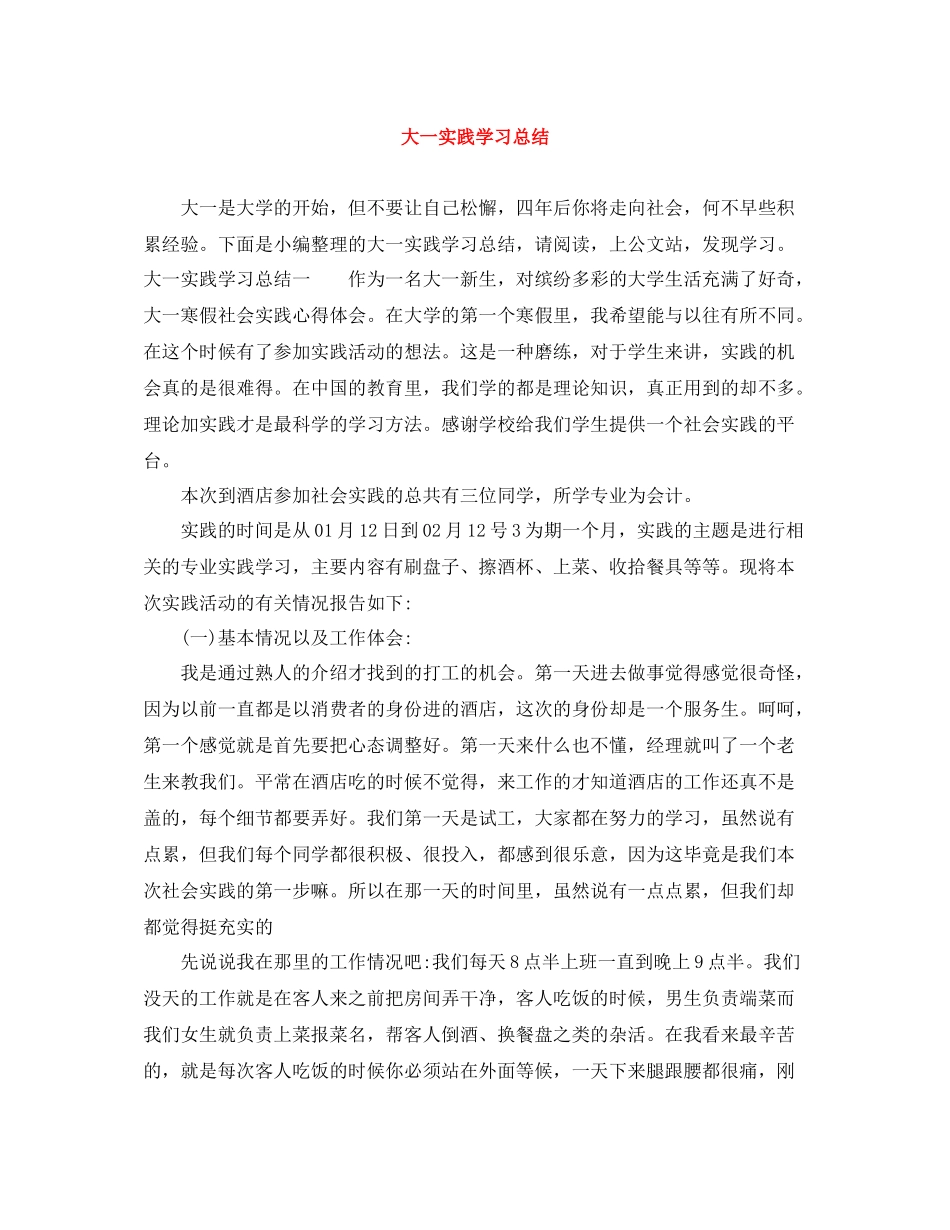 大一实践学习总结_第1页