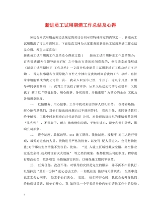 新进员工试用期满工作总结及心得 