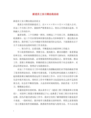 新进员工实习期自我总结 