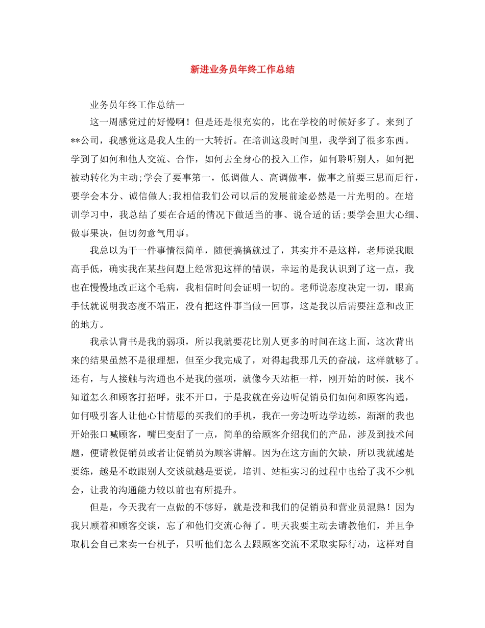 新进业务员年终工作总结 _第1页
