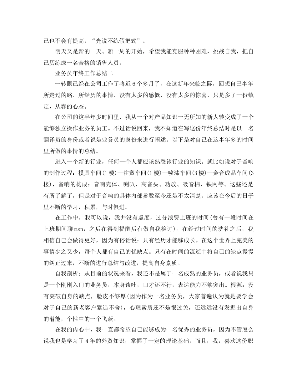 新进业务员年终工作总结 _第2页