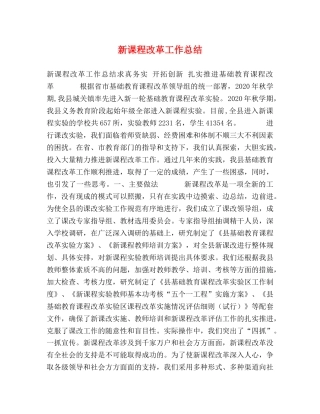 新课程改革工作总结 