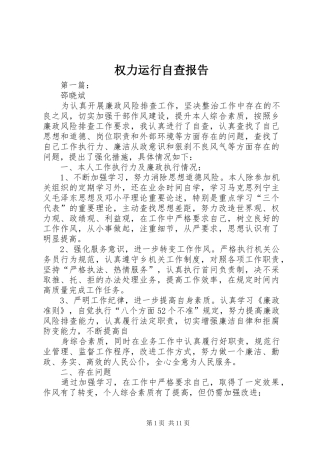 权力运行自查报告