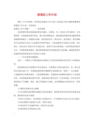 新课改工作计划 