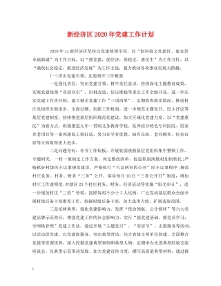 新经济区2020年党建工作计划 