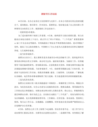 新秘书月工作总结 