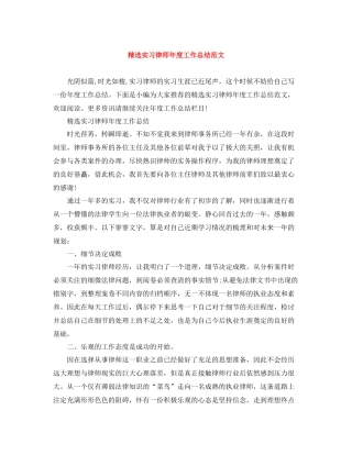 精选实习律师年度工作总结范文