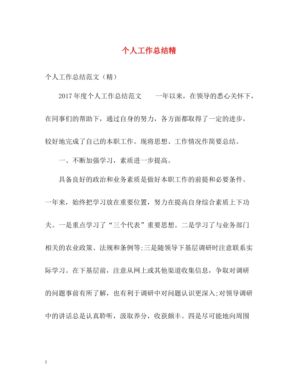 个人工作总结精_第1页