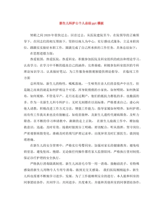 新生儿科护士个人总结ppt模板 